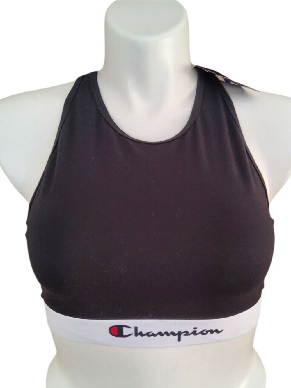 Champion Womens High Neck Sports Bra XL Black Wireless Crossback Straps NWT